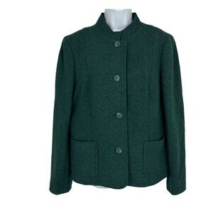 Talbots Green Wool-Blend Button-Front Jacket With Pockets Size 16